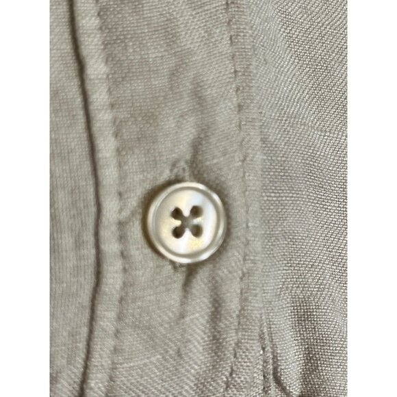 Neutral Linen Puff Sleeve Top Beige XL Boho Classic Chic Minimalist Preppy Y2K - Picture 3 of 9